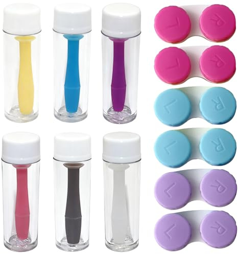 GIONAR 12PCS Accessoires pour Lentilles, 6 Etui Lentilles de Contact+6 Ventouse Lentille Souple, Convient pour un Usage Quotidien et l'entretien des Lentilles de Contact