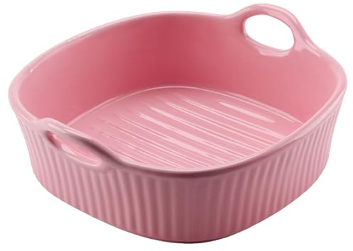 Molde para horno Airfryer, de cerámica, pequeño, con asas de cerámica, forma cuadrada para lasaña, tiramisú, 20 x 20 cm