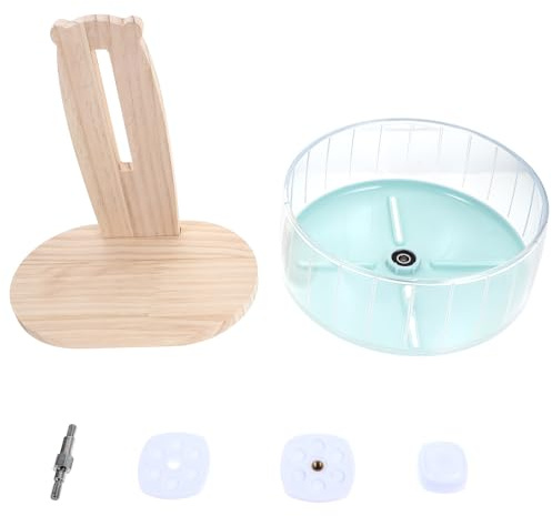 20cm Rueda de Hámster Silenciosa, Juego, Verde Soporte | Abs y Madera, para Jaula y Deporte de Mascota, Diseño Adorable, 1 Set Compacto