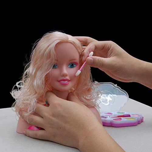 EMUKOEP Ensemble de Jeu de Tête de Coiffure, Jouet de Maquillage Durable pour Enfants Filles, Cadeau éducatif, 17 Accessoires, 8,26 X 7,48 Pouces (#3)