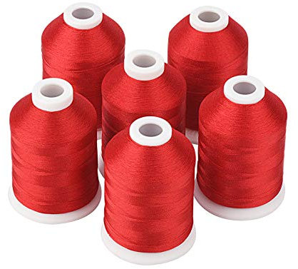 Simthread 6 Spulen 1000M (1100Y) Polyester-Stickereigarn, 40wt 100% Polyester-Garne für alle Stickmaschinen - Rot