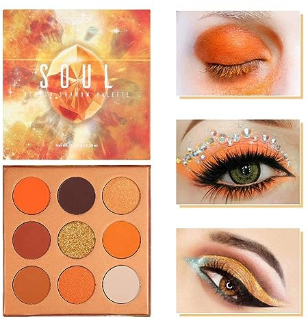 docolor Eyeshadow Palette 9Colors Orange Eyeshadow Gemstone Shadow Palettes Highly Pigmented Mattes Shimmers Naked Smokey Glitter Cream Colorful Powder Blendable Long Lasting Waterproof Makeup Palette