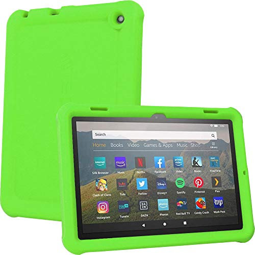 TECHGEAR Custodia Protettiva Compatibile con Amazon Fire HD 8 / HD 8 Plus 2020, Cover Antiscivolo in Silicone Morbido e Resistente agli Urti con Pellicola Protettiva [Verde], Idiale per Bambini