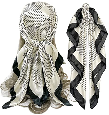 FAIRYGATE Hair Scarf Large Stain Square Scarves Silky Like Head Scarf Bandanas Sleeping Wraps Women's Silk Scarves Birthday Gifts 78015