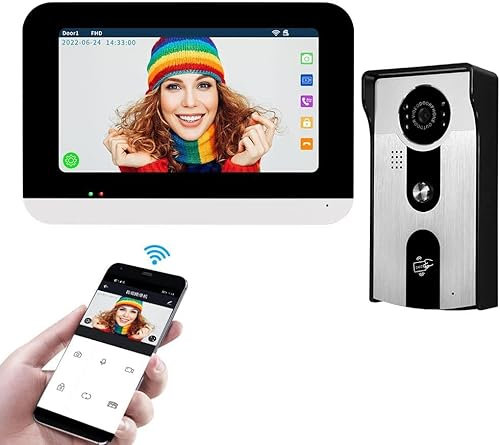 OBO HANDS Sistema di Videocitofono Cablato LCD TFT da 7 '' Monitor per Interni WiFi Tuya 1080P Camera Motion Detection Visione Notturna Audio a 2