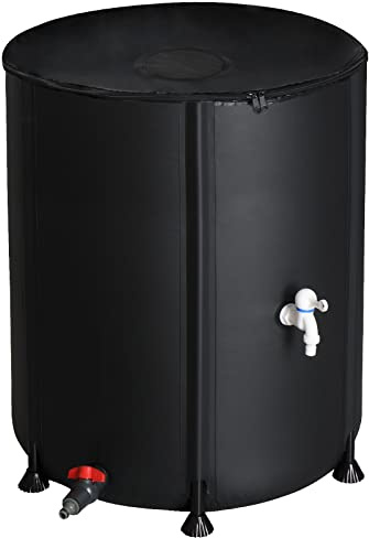 VINGLI Upgraded 50 Gallon Collapsible Rain Barrel, Portable Water Storage Rain Water Collection System, Weather Proof Sturdy Water Tank Water Catcher Container with Filter Spigot Overflow Kit