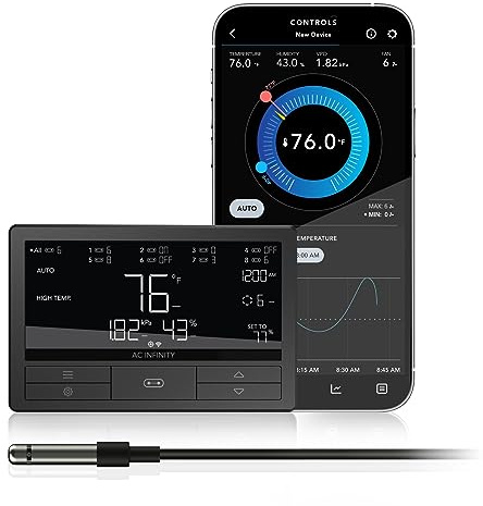 AC Infinity CONTROLLER 69 PRO+, bis zu acht Geräte unabhängig programmierbar, dynamische VPD-, Temperatur- und Feuchtigkeitsregelung, Zeitpläne, Zyklen, Stufensteuerung, Daten-App, Bluetooth + WiFi