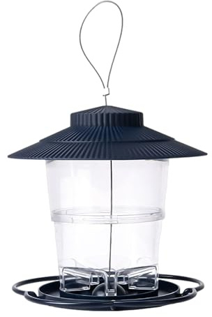 COACOM Distributeur de nourriture pour oiseaux suspendu résistant aux écureuils, cage à oiseaux extensible avec plateau pour nourrir, 1 400 grammes de capacité, bleu royal