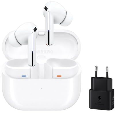 Samsung Galaxy Buds3 Pro + Cargador - Auriculares Inalámbricos, Cancelación de Ruido, Bluetooth, Audio 361, Sonido Hi-Fi, Blanco (Versión Española)