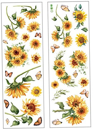 Homoyoyo 2 Bögen Sonnenblumen Wandaufkleber Wandkunst Aufkleber Pvc Wandaufkleber Wandaufkleber Für Den Haushalt Sonnenblumen Badezimmeraufkleber Schöne Wandaufkleber Abnehmbare