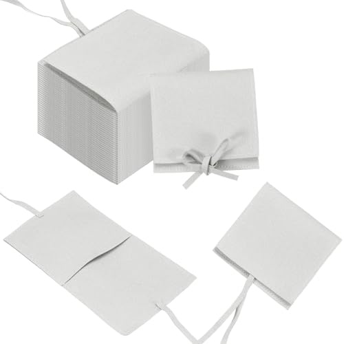 Sourcing Map 40 bolsas de microfibra para joyas, 3.1 x 3.1 pulgadas, mini bolsa de embalaje con corbata para pequeña bolsa de regalo a granel, collares, aretes, pulseras, color gris