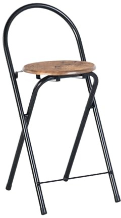 ZZINOKE Barhocker Klappbarer, Sitzhöhe 55,5 cm, klapphocker mit lehne, Keine Montage Erforderlich,Tragbarer Outdoor Barhocker,Geeignet Für Küche,Bistro,Geschäft, (Vintage Braun und Schwarz)