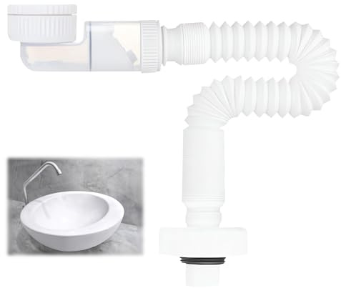 LANZLC Sifone da 1 1/4 Pollici, Sifone Regolabile, Sifone per Ambienti, Sifone Flessibile Inodore, Tubo di Scarico Flessibile, Tubo di Scarico Sostituibile, Tubo di Scarico con Chiusura Antiodore