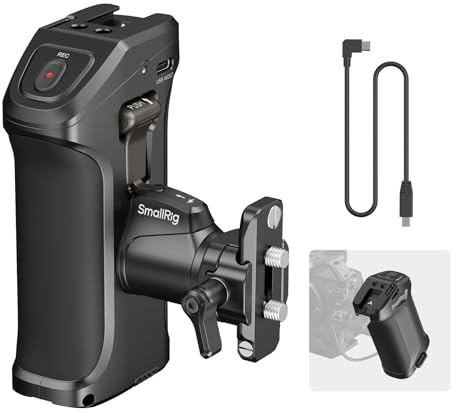 SMALLRIG Maniglia laterale girevole con Trigger Rec per fotocamere mirrorless selezionate, per Sony Alpha 7 IV/Alpha 7R V / A7 III / FX3 / Alpha 9, compatibile con batteria F550/570, controllo