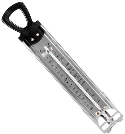 Termometro per friggere in acciaio inox per alimenti, termometro per zucchero e dolci | con gancio e clip per pentole, termometri da cucina e timer per cottura e cottura