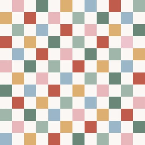 LACHEERY 17.5x275 Retro Checkered Peel and Stick Wallpaper Checkered Contact Paper Green Pink Blue Removable Wall Paper Colorful Checkerboard Wallpaper for Bathroom Kids Bedroom Walls Cabinets Desk
