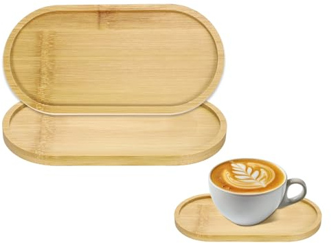 QUARKZMAN 2 Pcs Dessous de Verre en Bois Ovale sous-Verres en Bois pour Bougies, Assiettes, Décoration de Salon, Chambre à Coucher, Tasses, pour Bar, Table, Cuisine 175x85x10mm