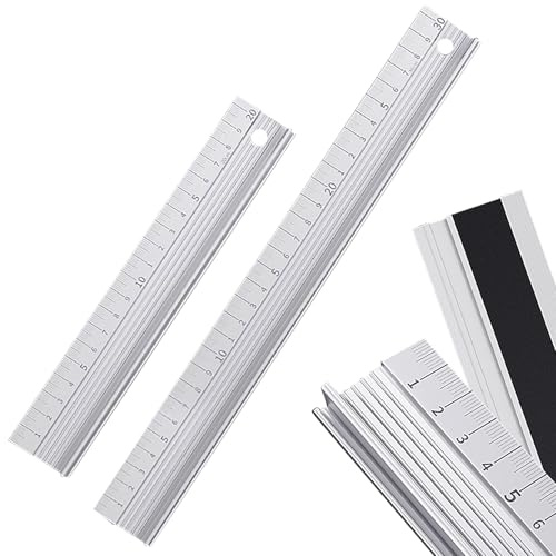 Msjuwek Metal Ruler Set 30cm & 20cm, Aluminium Cutting Rulers with Ergonomic Raised Grip, Non Slip Edge Metal & Laser Scales for Craft, DIY, School, Office & Precision Length Measurement