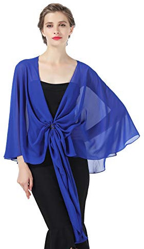 BEAUTELICATE Chiffon Schal Stola Bolero Damen Für Abendkleid Festlich Hochzeit Braut Frühling Sommer Jacke Königsblau,Einheitsgröße