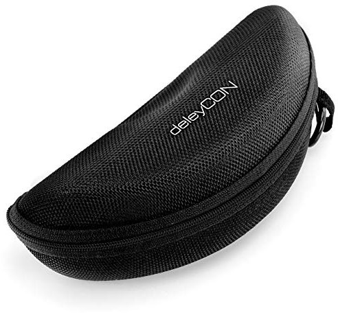 deleyCON Custodia per Occhiali Rigida in Materiale Duro a Guscio Borsa per Occhiali Astuccio per Occhiali Rigido da Sport da Ciclismo da Lettura da Sole Panno per la Pulizia Degli Occhiali - Nero