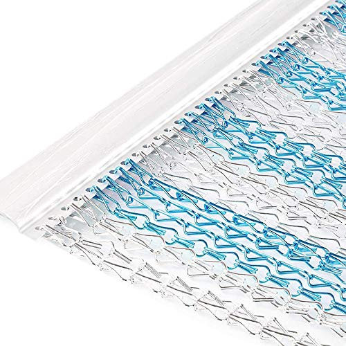 Himifuture 90 x 200 cm Silberfarbener Aluminium-Kettenvorhang Fliegenvorhang Insektenschutzvorhang Schädlingsbekämpfung Vorhang Blau & Silber
