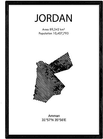 Nacnic-affisch Jordan. Ark av länder och kontinenter. A4-storlek