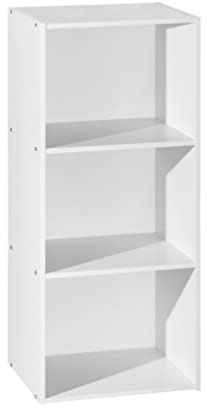 Hodedah 3-Shelf Wood Bookcase, Space-Saving & Stylish Storage, Multipurpose Unit for Books & Artful Materials, ‎29.9 x 40.41 x 120.29 cm; 9.98 Kilograms, White