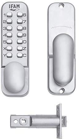 IFAM Cerradura de Sobreponer Modelo MCA100, Apertura Mecánica con Código Programable Sin Necesidad de Llave, Acabado Cromado, Ideal para Oficinas o Centros de Trabajo, Pequeños Almacenes o Armarios