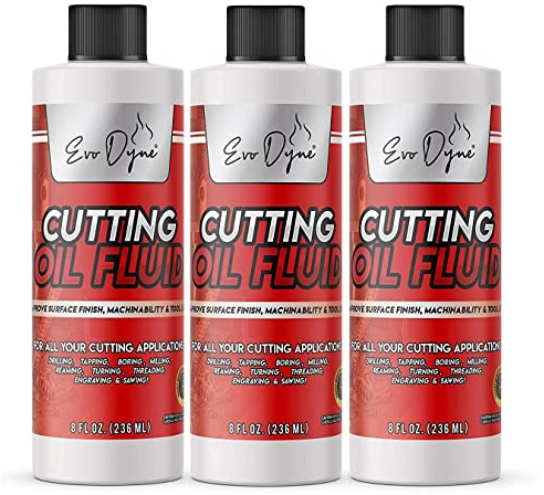 3-Pack Evo Dyne Cutting Oil Fluid 8oz, Made in USA - Multipurpose - Cutting Oil for Drilling, Tapping, Milling - Machine Cutting Fluid | Safe on Metal & Glass