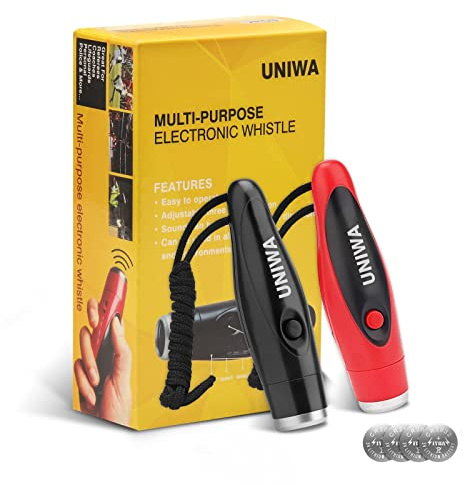 UNIWA Electronic Whistles, 2 Pack Handheld 3 Tone High Volume Electric Whistle with Lanyard for Teacher Coach Referee, Loudest Emergency Whistle Volleyball Soccer Sports Whistle