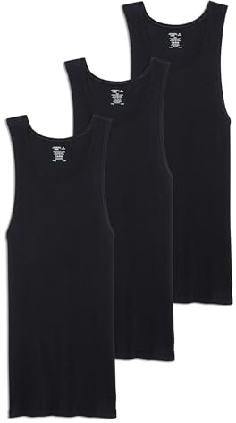 Jockey Men's Undershirt 100% Cotton Tall Man A-Shirt Tank - 3 Pack, Black, XLT