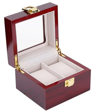 ANKROYU Caja De Exhibición De Reloj De 2 Compartimentos De Madera Caja De Exhibición Transparente Organizador De Reloj Pareja Cajas De Regalo Organizador De Reloj Para Hombres
