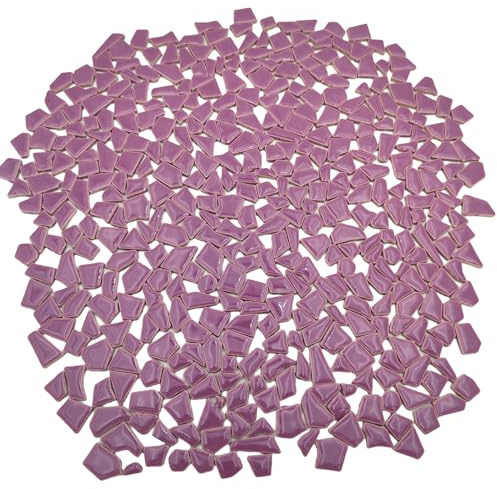 500g Irregular Ceramics Mosaic Tiles, 0.5-2 cm Small Mosaic Pieces Stones for DIY Mosaic Making Craft Hobby Arts Home Wall Decoration (Purple)