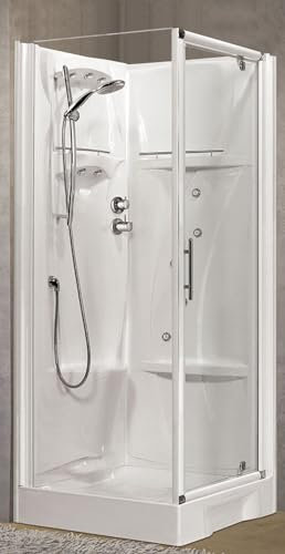 Novellini New Holiday GF90 Idromassaggio 90x90 cm Cabina Doccia Multifunzione Apertura 1 Anta Battente Angolo Destro Sinistro Miscelatore Termostatico Vetro Trasparente Profilo Bianco Altezza 206 cm