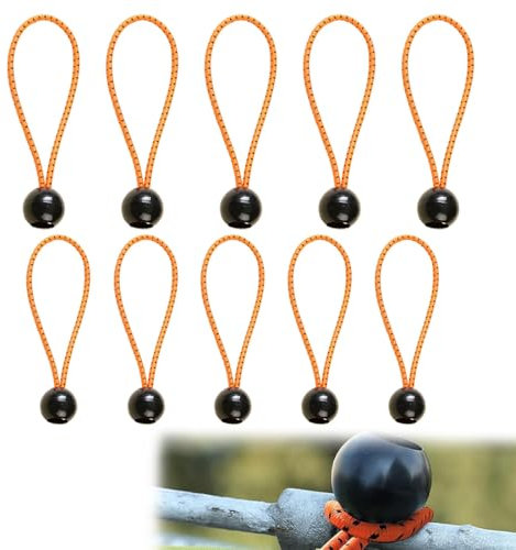 10 Pezzi Corde elastiche, Corde Elastiche a Sfera da 4/6 pollici, Corde di fissaggio universali, Elastici per teloni occhiellati, Elastici Sfera, per Teloni, Tende, Striscioni, Bagagli da Campeggio