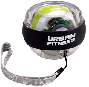 Urban Fitness - Pelota de ejercicio de muñeca giroscópica para fortalecer los antebrazos, mejorar el agarre, prevención de lesiones, refuerzo compacto y portátil, color negro