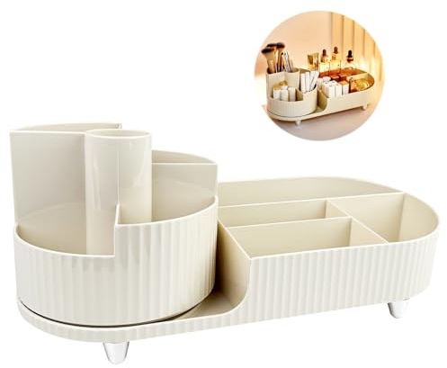 Chiluxendo Organizador de Maquillaje de Cosméticos, Giratorio 360° Makeup Organizer, Organizadores de Brochas Almacenaje Maquillaje, Organizador Perfumes para Tocador, Estante de Cepillo de Maquillaje