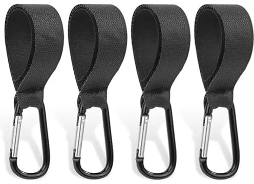 4Pcs Buggy Clips, Pram Hooks, Universal Non-Slip Pram Clips, for Bags Holder, Baby Travel Essentials(Black Leather)