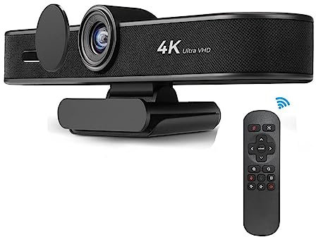 AIRYSSFU Cámara Web, Cámara Web 4K 8MP EPTZ con Encuadre automático Cámara Web USB for PC con micrófonos y Altavoz Zoom Digital 5X Cámara Web EPTZ 120° FOV(4K EPTZ 5X Zoom)