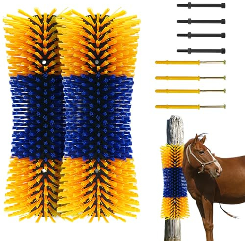 2 cepillos rascadores para caballos, vacas, semicirculares, cepillos de masaje completo con tornillos para cabras, vacas, vacas, ovejas, caballos, cerdos y otros animales de granja para rascar la