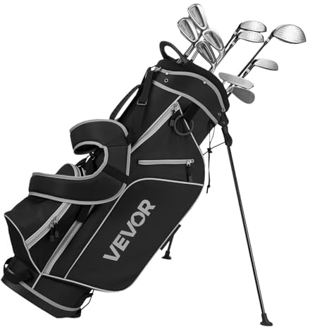 VEVOR Set di mazze da golf da uomo, 12 pezzi, set completo di mazze da golf per destrorsi con driver 460CC #1, #3 e 5 legno Fairway, #4 ibrido, #5/#6/#7/#8/#9/#PW/#SW, putter a forma di L, borsa con