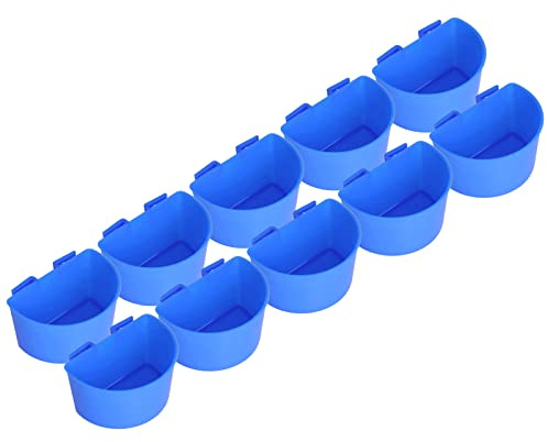 KIMISS Gobelets pour Cage à Oiseaux pour Nourrir Les Pigeons – 10 Gobelets d'alimentation pour Pigeons en Plastique Sûr à Suspendre avec Design en Demi-Cercle – Fournitures d'arrosage pour (S #12)