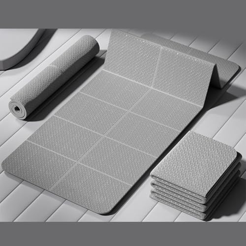 Tidevib Tapis de yoga pliable, entraînement à domicile et voyage, antidérapant, 4 mm d'épaisseur, avec sac de transport, texture double face, violet