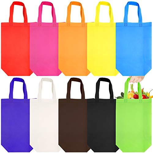JJQHYC - 20 bolsas de regalo reutilizables, de tela no tejida, con asa resistente para bolsas de fiesta y uso diario, 10 colores