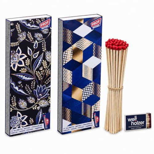 jameitop® 2 Jumbo Streichholzschachteln XXL 28cm extra lang für Kamin/Feuer Motive: 2x70er Packungen Kaminanzünder Streichhölzer Zündhölzer +1 Pack Welthölzer