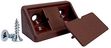 20 supporti per scaffali, colore marrone, 44 x 20 x 20 mm, giunti per mobili in plastica, giunti angolari a 90 gradi, ad angolo retto, viti incluse (20, marrone)