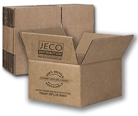 JECO - Lot de 100 cartons caisses américaines 250 x 150 x 100 mm simple cannelure cartons d'expédition colis déménagement