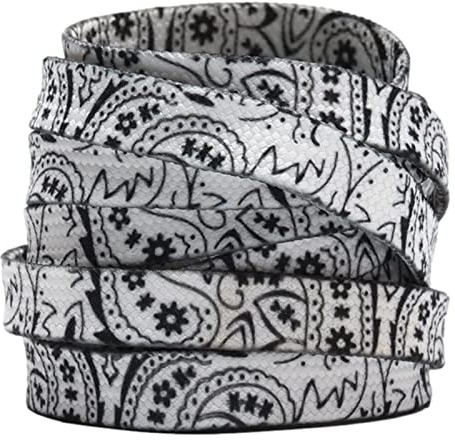 Jamron 2 Paires 9MM Large Tie Dye Lacets Plats Colorés pour Baskets Chaussures en Toile Chaussures de Course 140CM Imprimer Blanc