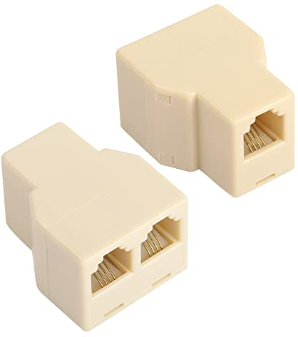 GELRHONR Splitter RJ11, RJ11 6P4C, 1 femmina a 2 femmine, adattatore per linea telefonica, 2 vie, connettori di espansione per telefono, fax, 2 pezzi