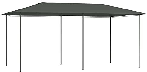 Tidyard Cenador con Cubiertas de Postes Cenador de Jardín Sin Pared Lateral Pérgola Patio Toldo Sombrilla Parasol Tienda Carpa Gris Antracita 3x6x2,6 m 160 g/m²